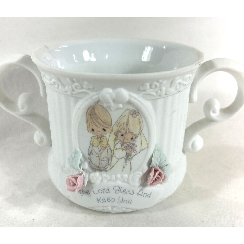 Precious Moments Bride Groom Loving Cup Mug Vase Wedding Gift Figurine